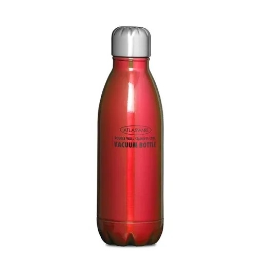 Water Bottle - Glass, Red, Stainless Steel Closure | Leak Proof, Durable, Lightweight, Portable, BPA Free, Wide Mouth, Insulated Option