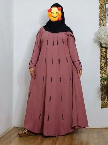 Zoom Fabric Ladies Abaya - Pink All Size | Anti Wrinkle Comfortable Washable Long Sleeve