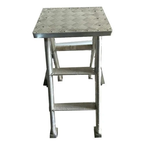 2 Step Aluminium Ladder - Aluminium, Standard Size, Silver, Anodized | Anti-skid, Durable, Lightweight, Portable