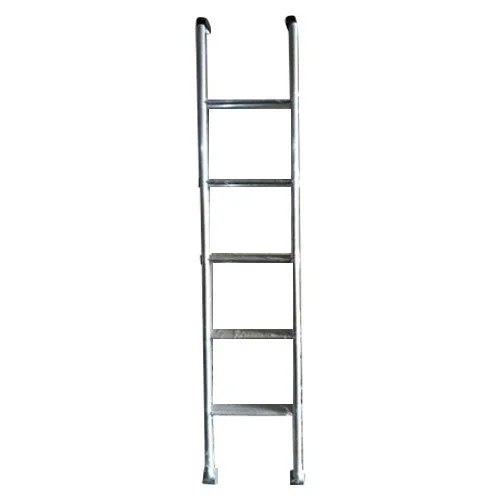 Aluminium Ladder - Aluminium, Five Steps, Silver, Anodized Finish | Lightweight, Anti-Skid, Corrosion Resistant, Portable