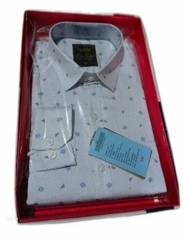 Men Light Blue Printed Cotton Shirt - Full Sleeves, Regular Fit, Machine Wash | Anti UV, Anti Wrinkle, Quick Dry, Breathable, Comfortable Fit