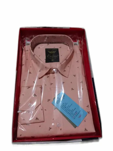 Men Peach Printed Cotton Shirt