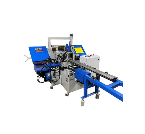 Double Column Bandsaw Cutting Machine - Red, Black, 240V, PLC Control | Automatic, Low Noise, Industrial Use
