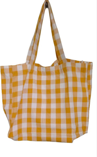 Dyed Check Pattern Cotton Shopping Bags