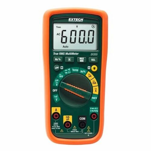 Ex355 Series True RMS Multimeters With LPF And LOZ - Plastic, Standard Size, Black | Battery Powered, Industrial Use, Durable, Long Lasting