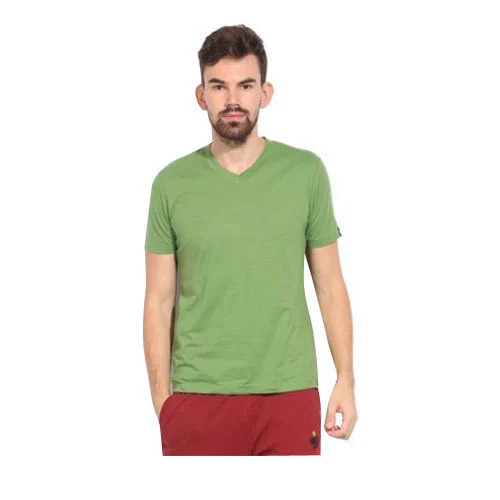 Mens V Neck T-Shirt - Color: Green