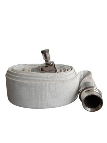 White RRL Hose Pipe - Strong Rubber, 15m Length, White, 4 Inch Diameter | Flexible Round Hose, Firefighting Water Discharge