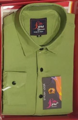 Men Full Sleeves Plain Lycra Shirt