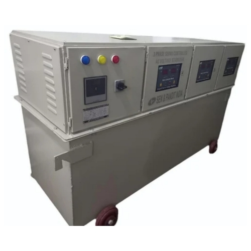 3 Phase Air And Oil Cooled Servo Voltage Stabilizer - Metal, Wide Input Voltage Range | Heavy Duty, High Accuracy, Fast Response, Digital Display