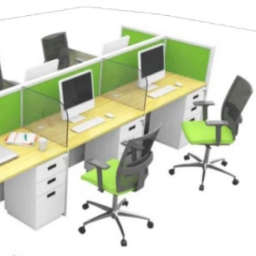 Aluminium Profile Office Workstation with 3 Drawers - Aluminium, 4 Feet, Polished Finish | Ergonomic Worktop, Cable Management, Moisture Proof