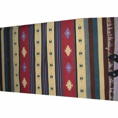 Designer Cotton Rug - 4x6 Feet Multicolor Striped Cotton, Anti-Slip, Stain Resistant, Washable