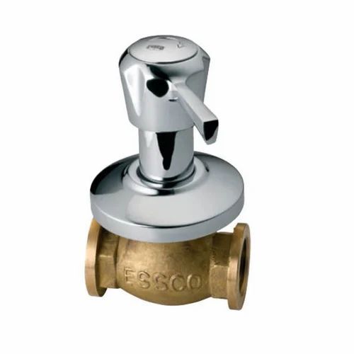 Flush Cock With Wall Flange - Brass Chrome Plated Wall Mounted | Corrosion Resistant Rust Proof Durable Glossy Silver Finish