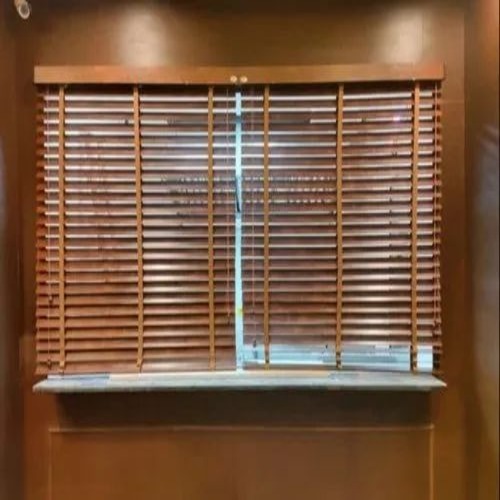 Office Window Zebra Blind - Wooden Polished, Striped Horizontal | Multicolor Roller, Home Textile Use