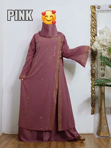 Skin Friendly Ladies Designer Pink Abaya - Cotton, All Size | Anti Wrinkle, Stylish, Comfortable, Washable