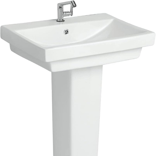 Square Shape White Pedestal Wash Basin