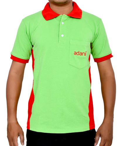 Adani Gas T Shirt - Poly Cotton Fabric, Green and Red | Comfortable Fit, Breathable, Durable Stitching