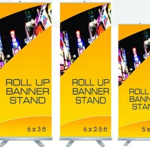 Advertising Roll Up Banner Standee - Aluminium Frame, Multiple Sizes, Retractable Design | Durable, Lightweight, Stable Base