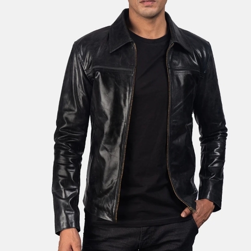 Black Color Full Sleeves Mens Leather Jackets