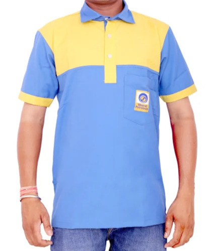 BPCL Petrol Pump Uniform - Poly Cotton Medium Fit, Blue Yellow, 240 GSM Fabric, Comfortable, No Fade