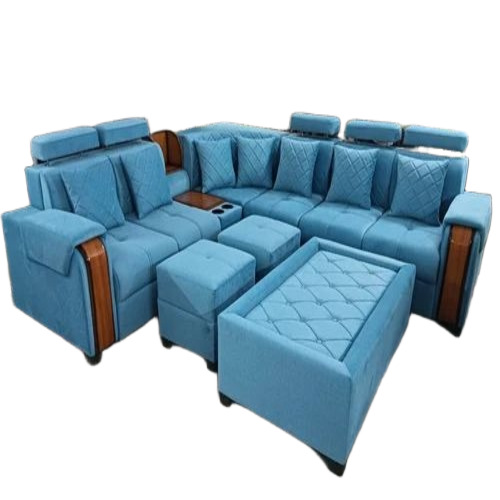 Fancy Home L Shape Sofa Set - Wooden Frame, Blue, L-Shaped, Modern, Durable Termite Proof