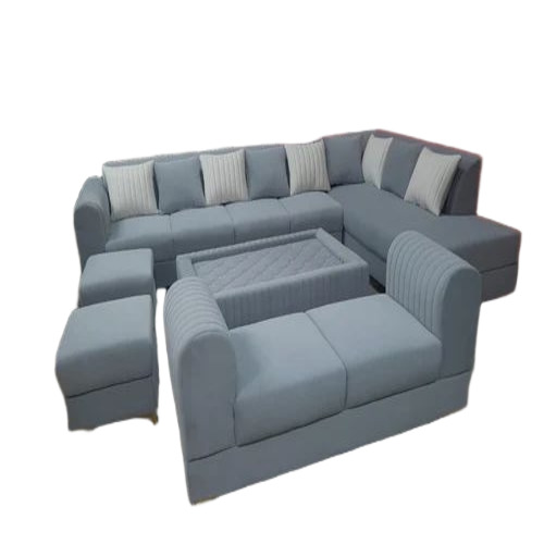 Fancy L Shape Sofa Set - Wooden Frame Grey L-Shaped Modern Durable Termite Proof Strong Flexible