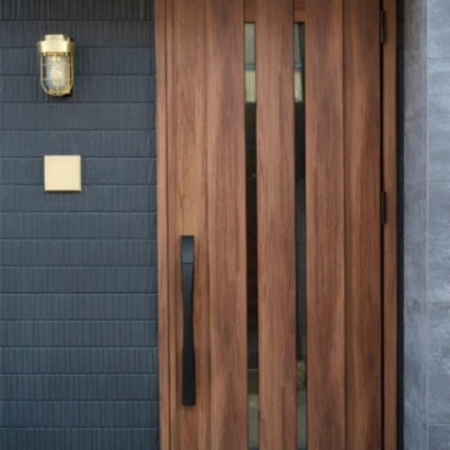 Polished Finish Wooden Flush Doors - Brown Vertical Finished Wood | Lightweight, Strong, Durable, Sound Insulating, Easy Install