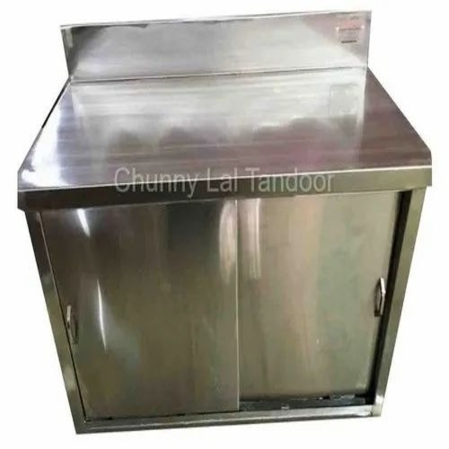Stainless Steel Cabinet - Stainless Steel 202, Silver, Sliding Door | Eco-Friendly, Floor Mounted