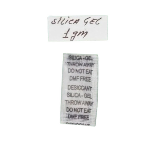 1gm White Silica Gel Pouch - SiO2, 1 Gram, White | Industrial Grade, 99% Purity Silica Gel
