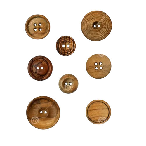 Brown Round Designer Wooden Button