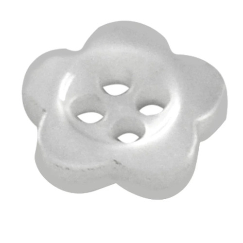 Flower Shape Polyester Button - Color: White