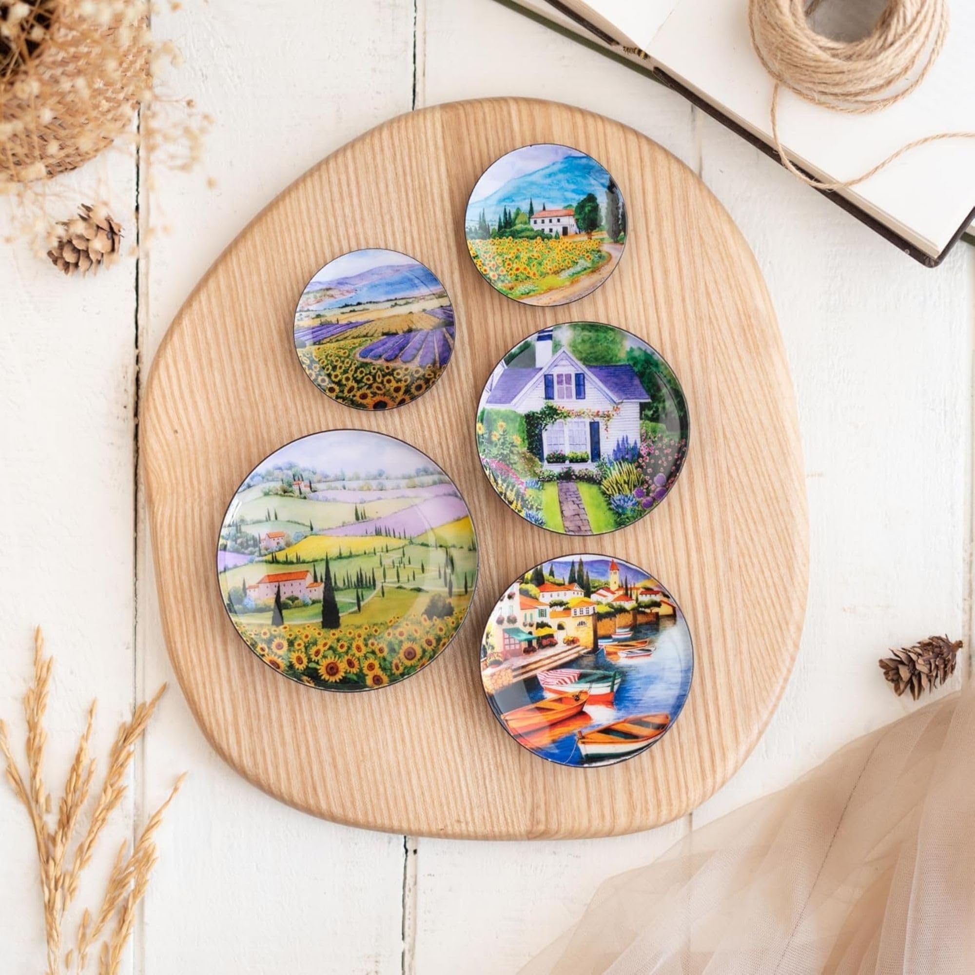 RITUALISTIC Tuscany Art Fridge Magnets | Metal & Non-breakable | Gift Items for Women and Men | Home Decor Gift Items | Fridge Magnets Refrigerator Stylish | Fridge Magnet Set of 5