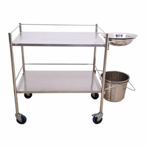 2 Shelves Stainless Steel Medical Trolley