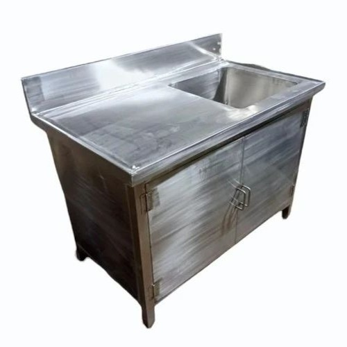 5x4 Feet Stainless Steel Service Counter - Rectangular 4 Feet Height Cooking and Serving | Good Quality Customizable Hotel Use