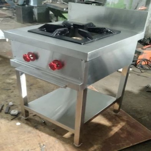 Commercial Single Burner Range - Stainless Steel, 15x15 Inch, Silver | Aluminum Alloy Metal, LPG Powered