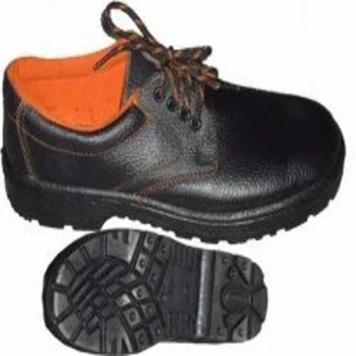 Low Ankle Safety Shoes - Leather, All Sizes, Black | Durable Rubber Insole, Lace-Up Men's Industrial Footwear