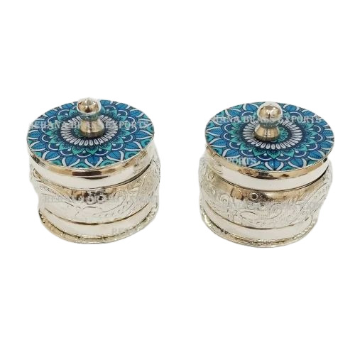 Metal Kum Kum Box - Brass, 2 Inch, Multicolor | Handmade, Polished, Corrosion Resistant, Lightweight, Rust Proof&amp; Moisture Proof, Decorative