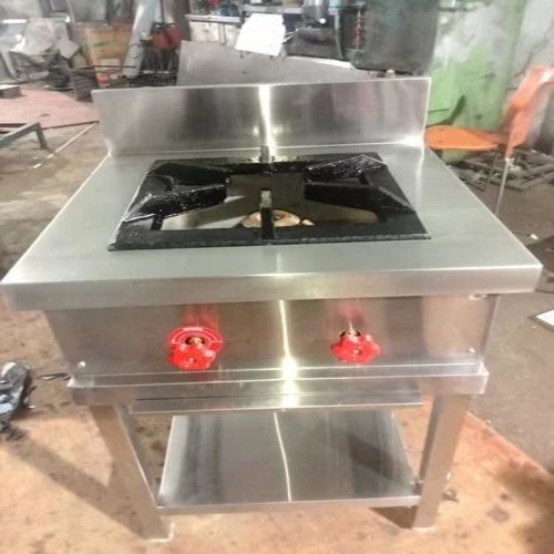 Single Burner Range - Stainless Steel, 24x24x34 Inch, Silver | Single Ring Burner, LPG & PNG Compatible