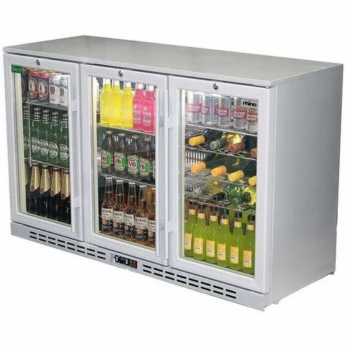 Three Door Under Counter Refrigerator - Stainless Steel, Silver, 500 Liters, Double Door, 2 Shelves | Electrical Powered