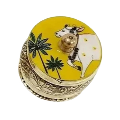 Yellow Metal Kum Kum Box