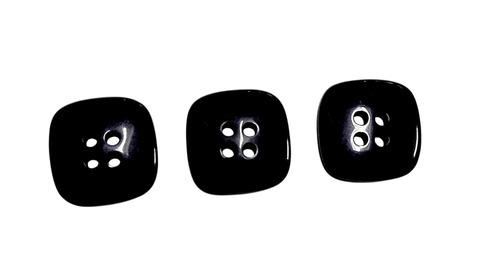 28L Polyester Square Garment Buttons - Color: Black
