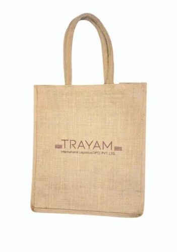 3kg Printed Jute Shopping Bag - Brown, Hand Length Handle, 5kg Capacity, Eco-Friendly, Durable, Fine Finished