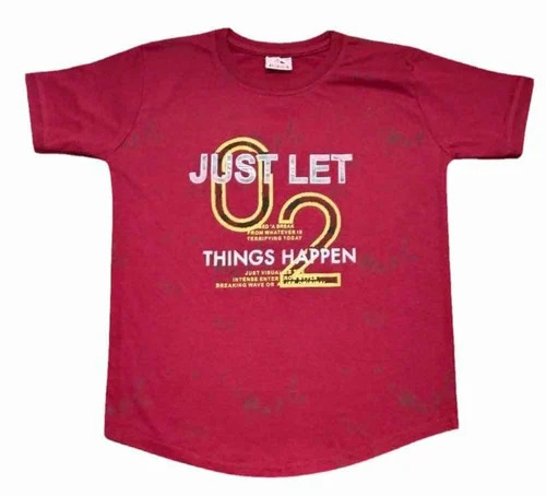 Kids Poly Cotton T Shirt - Color: Maroon