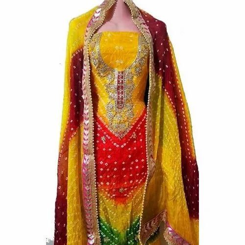 Ladies Fancy Bandhani Georgette Dress Material