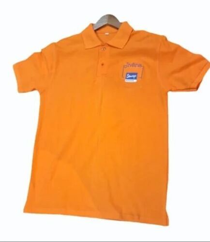 Mens Cotton Polo T Shirts - Cotton, M-XXL, Orange, Half Sleeves | V-Neck, Quick Dry, Comfortable Fit