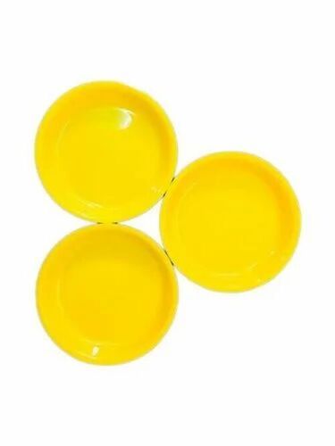 Plastic Round Plate - Plastic, 6 Inch, Yellow | Polished, Fine Finished, Durable, 3 Piece Food Serving Set
