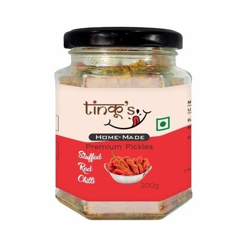 Stuffed Red Chilli - Pure Hing 200 Grams Glass Jar | Cooking Use Grade A 99% Purity Multicolor