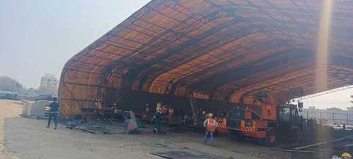 Temporary Industrial Tarpaulin Dome Shed On Rent - Aluminum Pole, Gray, Standard Design | Outdoor Camp Tent