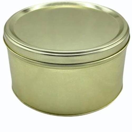 Tin Container - Stainless Steel, Round, Golden | Durable, Corrosion Resistant, Lightweight, Airtight, Reusable, Food Safe, Compact, Eco Friendly