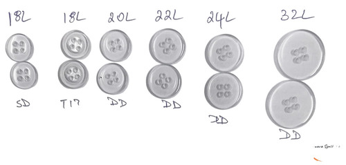32l Polyester Button - Round 4 Hole, Transparent, Easy To Stitch
