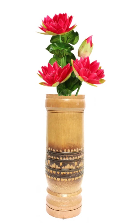 Bamboo Handicrafts Table Flower Vase - Color: Brown
